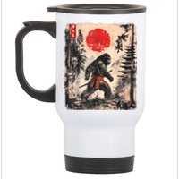 Samurai Bigfoot Japanese Vintage Graphic Ukiyoe Art Funny Stainless Steel Travel Mug