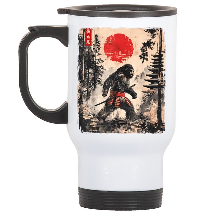 Samurai Bigfoot Japanese Vintage Graphic Ukiyoe Art Funny Stainless Steel Travel Mug