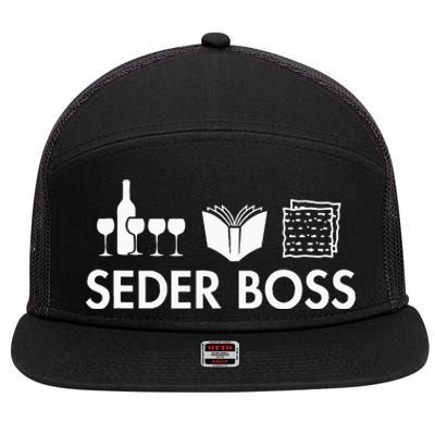 Seder Boss Jewish Funny Passover Leader Matzah Matzo 7 Panel Mesh Trucker Snapback Hat