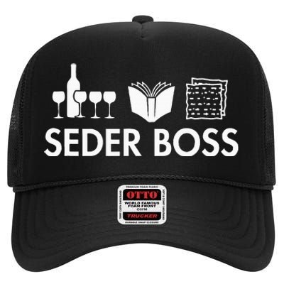 Seder Boss Jewish Funny Passover Leader Matzah Matzo High Crown Mesh Back Trucker Hat