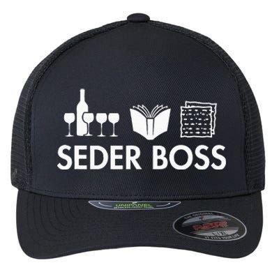 Seder Boss Jewish Funny Passover Leader Matzah Matzo Flexfit Unipanel Trucker Cap