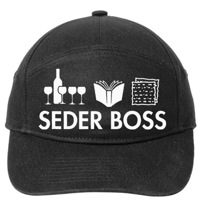 Seder Boss Jewish Funny Passover Leader Matzah Matzo 7-Panel Snapback Hat