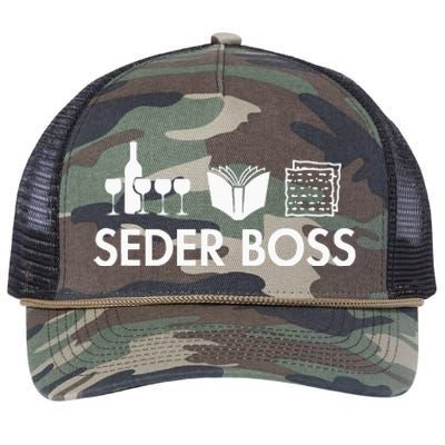 Seder Boss Jewish Funny Passover Leader Matzah Matzo Retro Rope Trucker Hat Cap