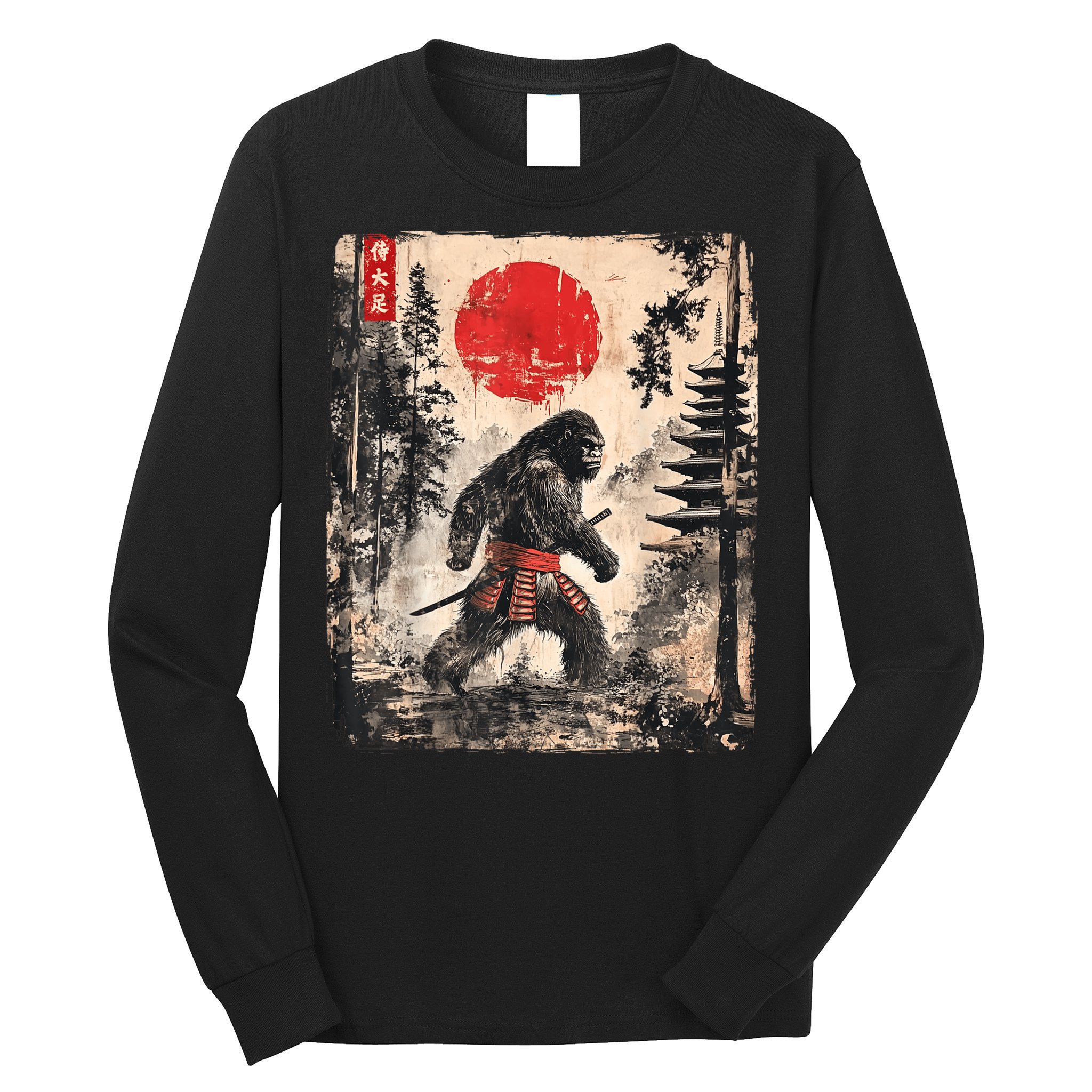 Samurai Bigfoot Japanese Vintage Graphic Long Sleeve Shirt