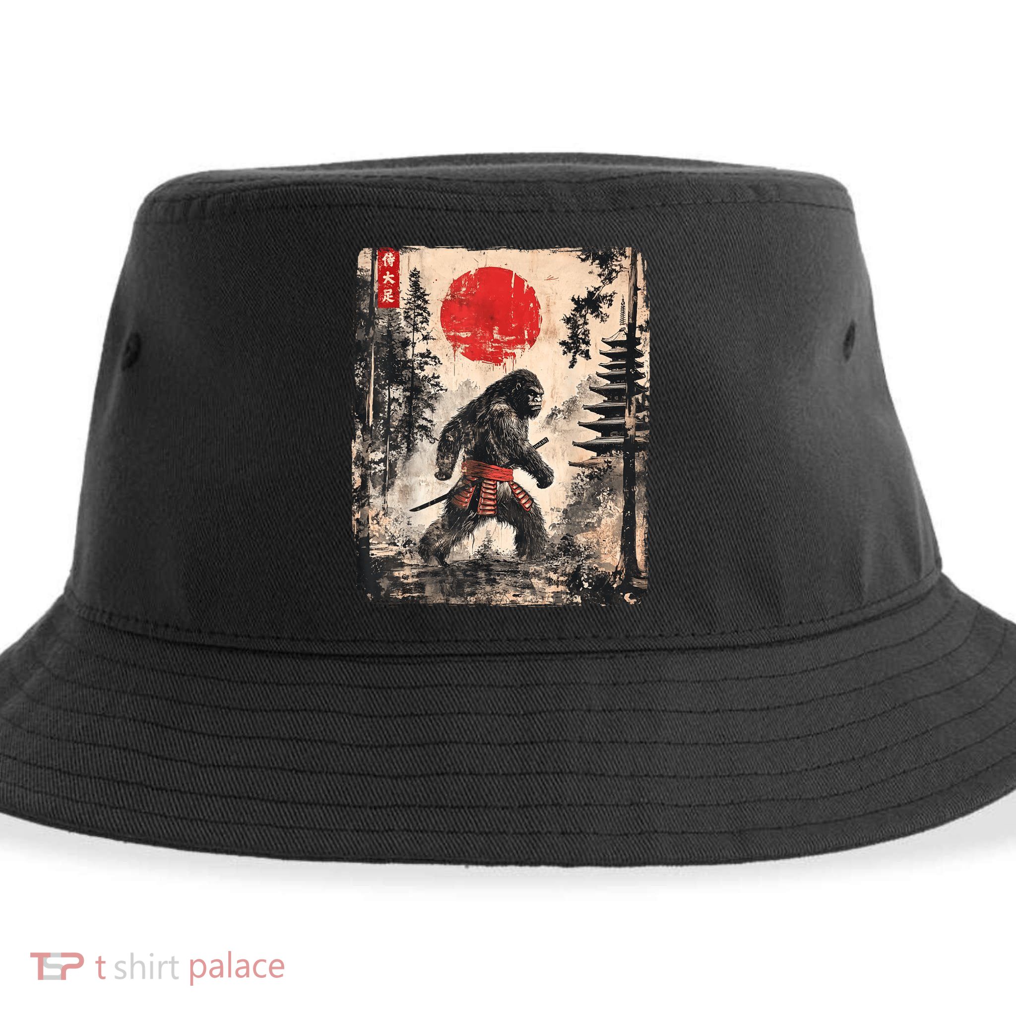Samurai Bigfoot Japanese Vintage Graphic Sustainable Bucket Hat