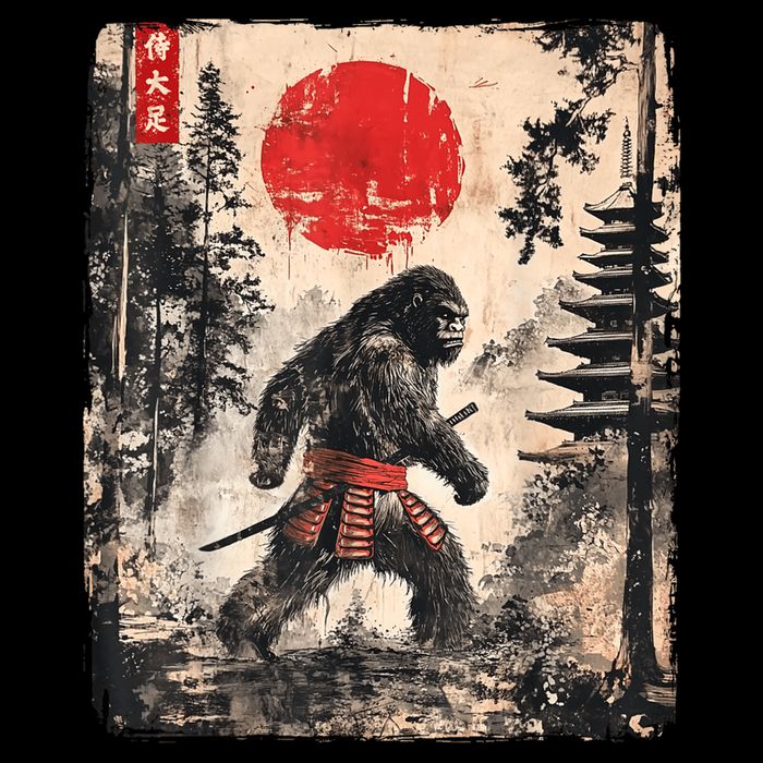 Samurai Bigfoot Japanese Vintage Graphic Bucket Hat