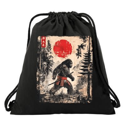 Samurai Bigfoot Japanese Vintage Graphic Drawstring Bag