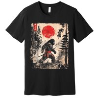 Samurai Bigfoot Japanese Vintage Graphic Premium T-Shirt