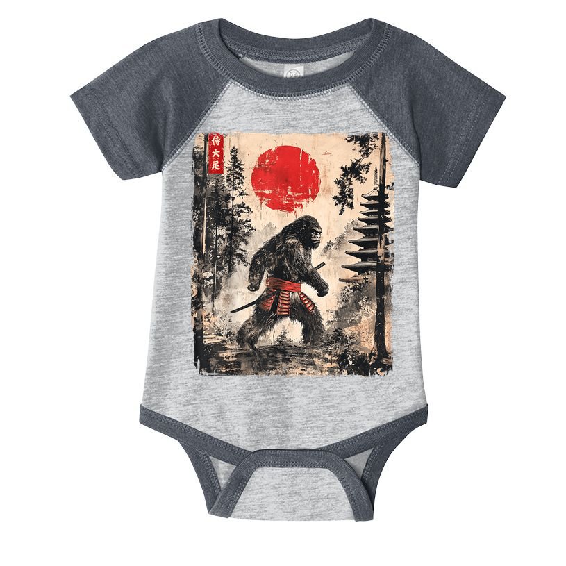 Samurai Bigfoot Japanese Vintage Graphic Infant Baby Jersey Bodysuit
