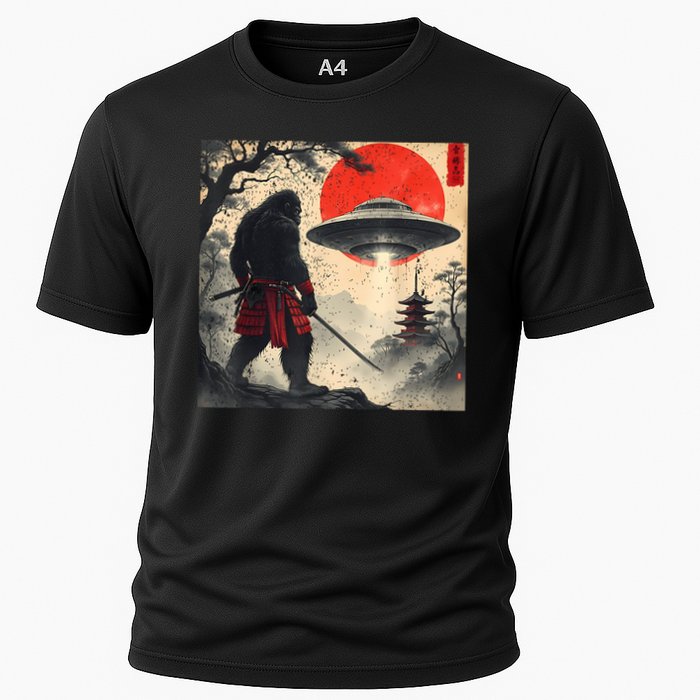 Samurai Bigfoot Japanese Ufo Vintage Illustration  Performance Shirt