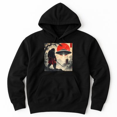 Samurai Bigfoot Japanese Ufo Vintage Illustration  Hoodie