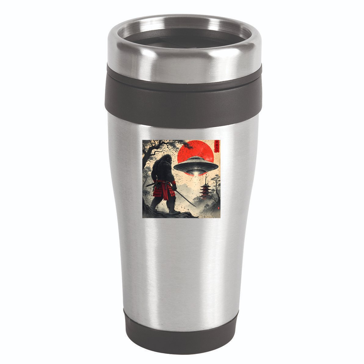 Samurai Bigfoot Japanese Ufo Vintage Illustration  16oz Travel Tumbler