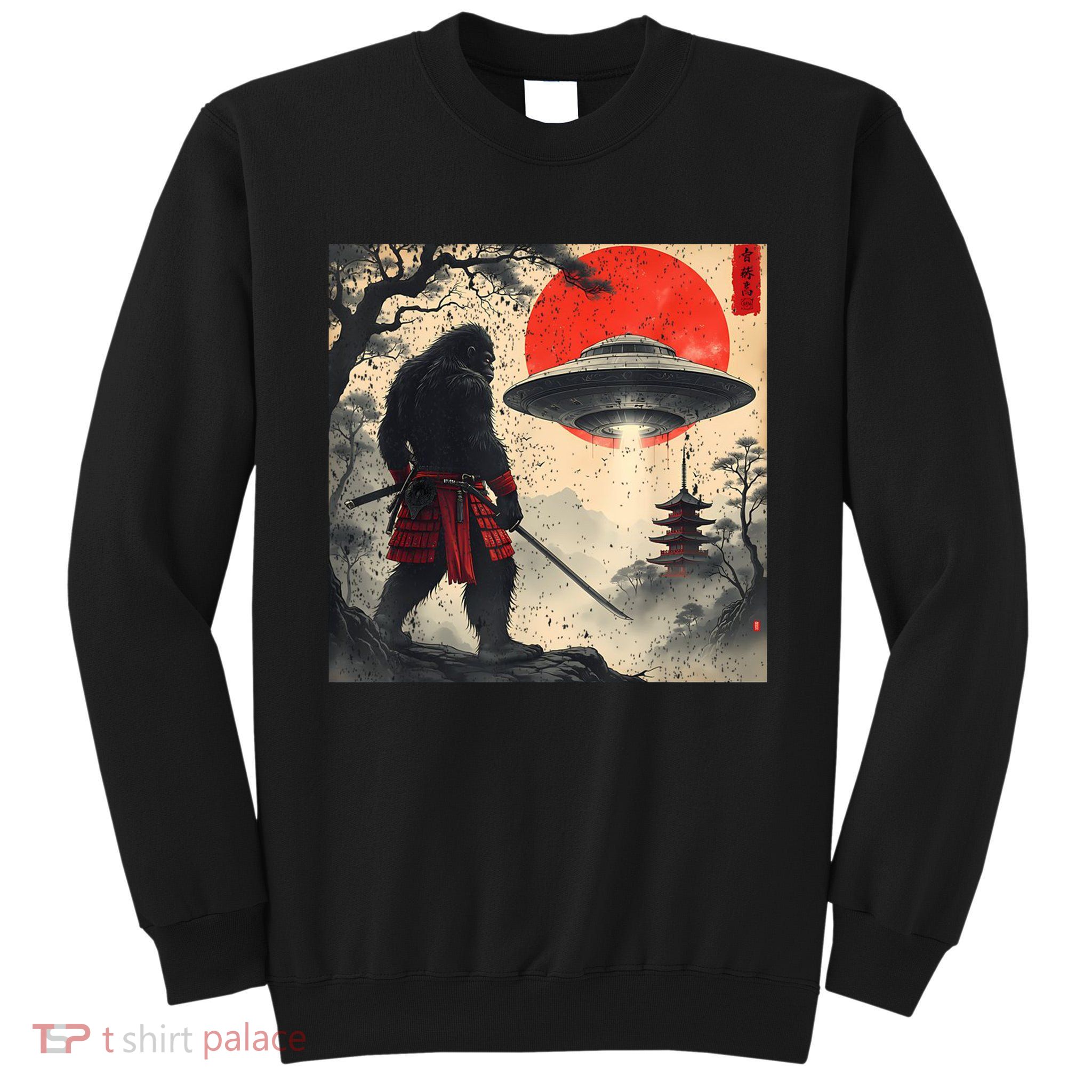 Samurai Bigfoot Japanese Ufo Vintage Illustration  Tall Sweatshirt