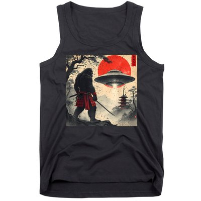 Samurai Bigfoot Japanese Ufo Vintage Illustration  Tank Top