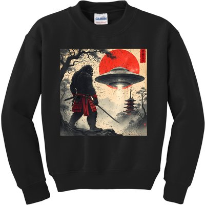 Samurai Bigfoot Japanese Ufo Vintage Illustration  Kids Sweatshirt