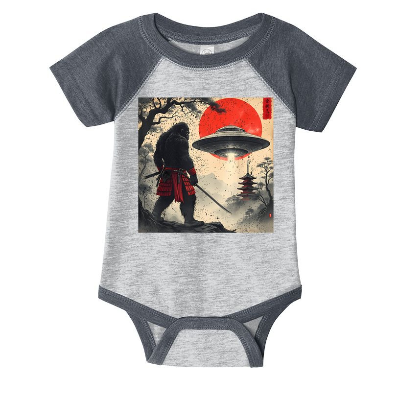 Samurai Bigfoot Japanese Ufo Vintage Illustration  Infant Baby Jersey Bodysuit
