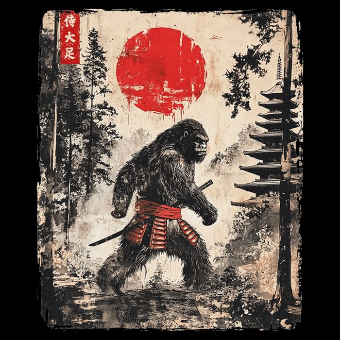 Samurai Bigfoot Japanese Vintage Graphic Flatbill Hat