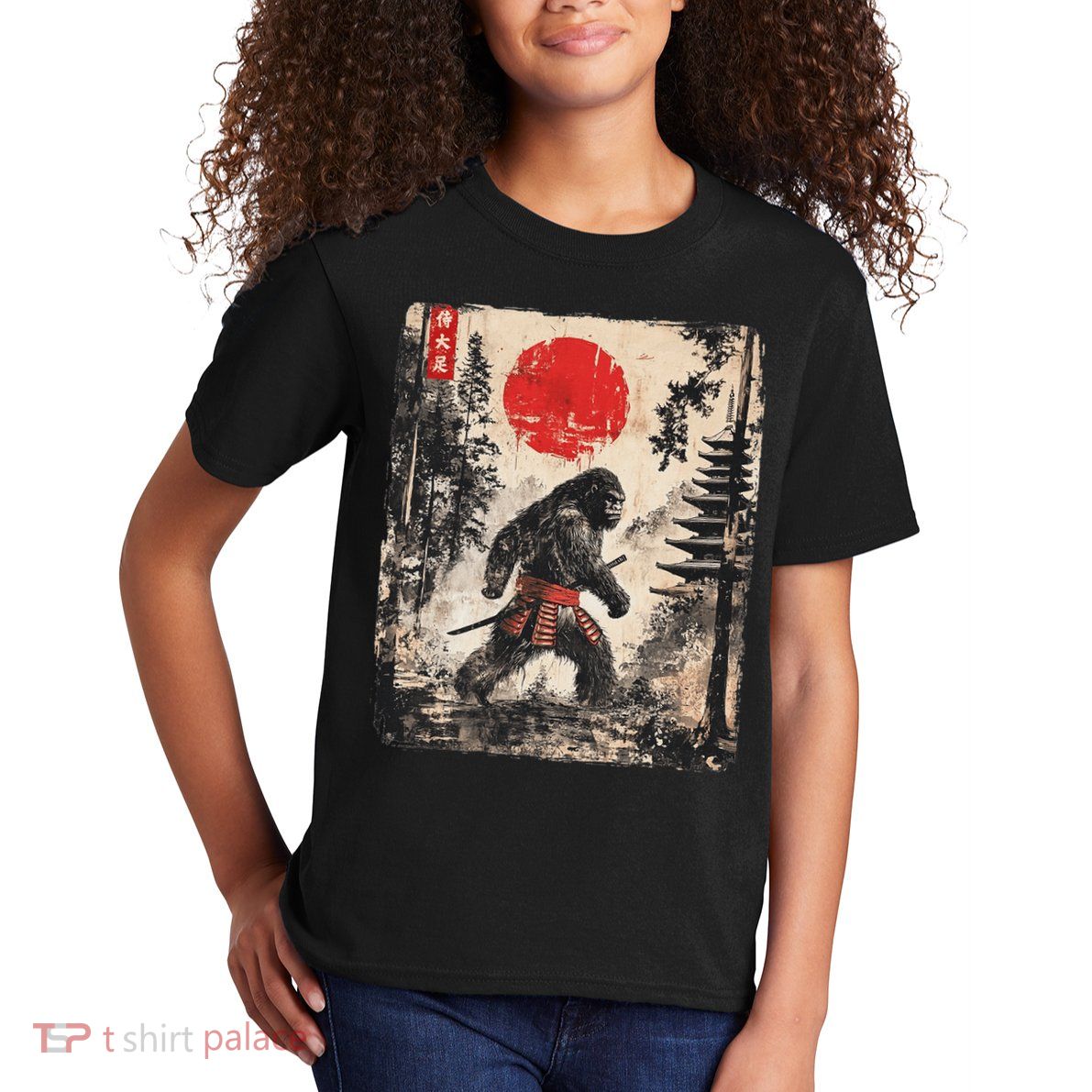 Samurai Bigfoot Japanese Vintage Graphic Kids T-Shirt