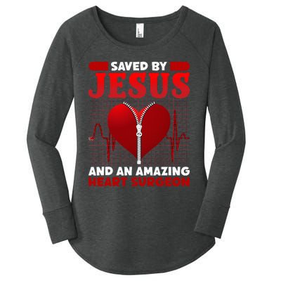 Saved By Jesus And An Amazing Heart Surgeon Cardiac Women's Perfect Tri Tunic Long Sleeve Shirt