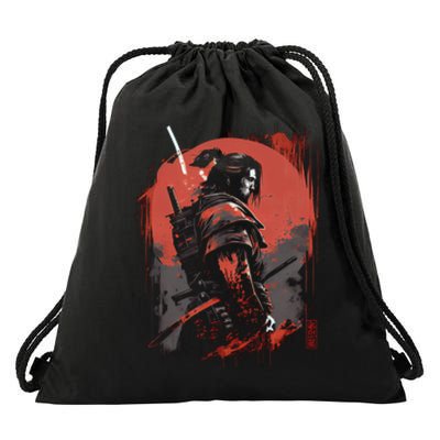 Samurai Bushido Japan Warrior Japanese Retro Graphic Art Drawstring Bag