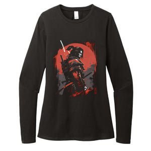 Samurai Bushido Japan Warrior Japanese Retro Graphic Art Womens CVC Long Sleeve Shirt