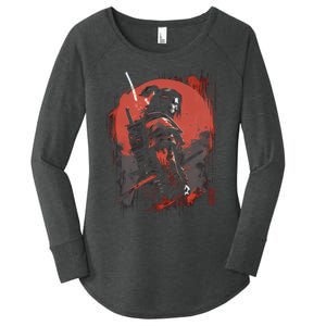 Samurai Bushido Japan Warrior Japanese Retro Graphic Art Women's Perfect Tri Tunic Long Sleeve Shirt