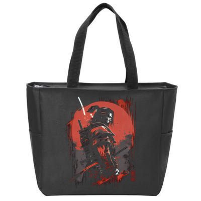 Samurai Bushido Japan Warrior Japanese Retro Graphic Art Zip Tote Bag