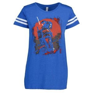 Samurai Bushido Japan Warrior Japanese Retro Graphic Art Enza Ladies Jersey Football T-Shirt