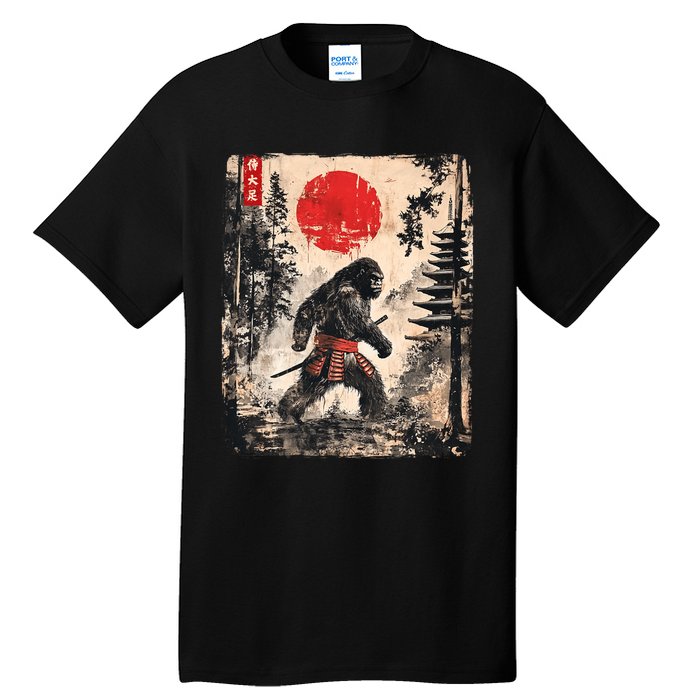 Samurai Bigfoot Japanese Vintage Graphic Ukiyoe Art Funny Tall T-Shirt