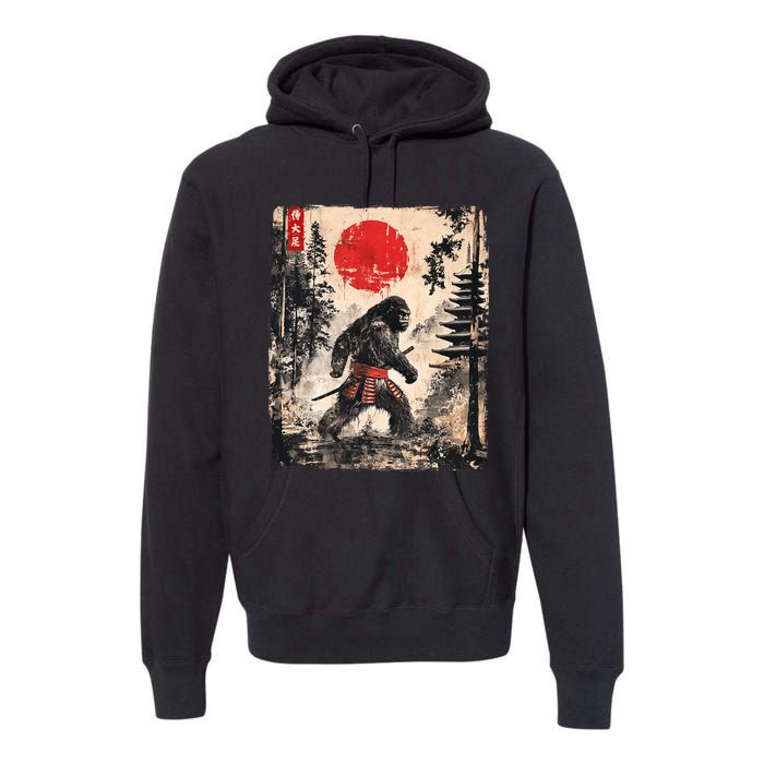 Samurai Bigfoot Japanese Vintage Graphic Ukiyoe Art Funny Premium Hoodie