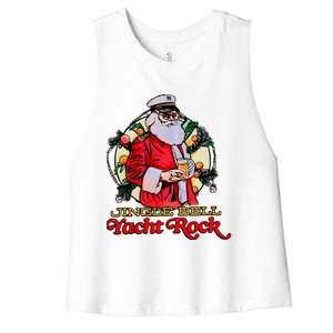 Santa Beer Jingle Bell Yacht Rock Christmas Women's Racerback Cropped Tank