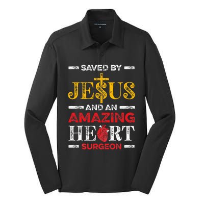 Saved By Jesus And An Amazing Heart Surgeon Heart Disease Silk Touch Performance Long Sleeve Polo