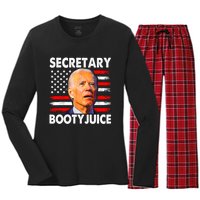 Secretary Booty Juice Funny Anti Biden Women's Long Sleeve Flannel Pajama Set 