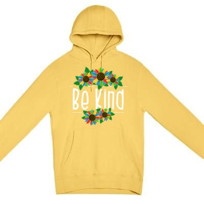 Sunflower Be Kind Autism Awareness Kindness Gift Premium Pullover Hoodie