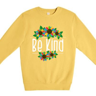 Sunflower Be Kind Autism Awareness Kindness Gift Premium Crewneck Sweatshirt