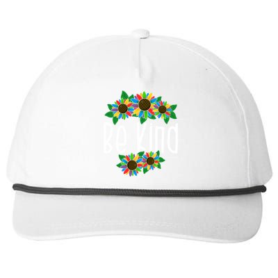 Sunflower Be Kind Autism Awareness Kindness Gift Snapback Five-Panel Rope Hat