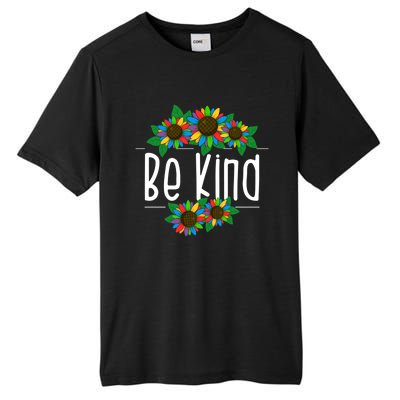 Sunflower Be Kind Autism Awareness Kindness Gift Tall Fusion ChromaSoft Performance T-Shirt