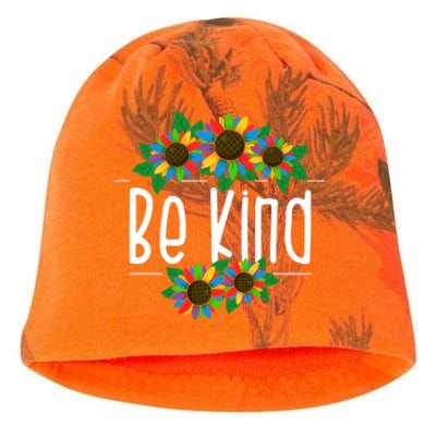 Sunflower Be Kind Autism Awareness Kindness Gift Kati - Camo Knit Beanie