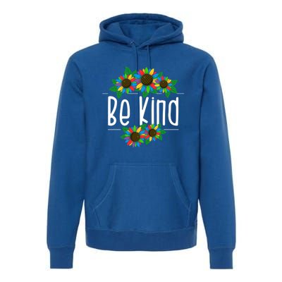 Sunflower Be Kind Autism Awareness Kindness Gift Premium Hoodie