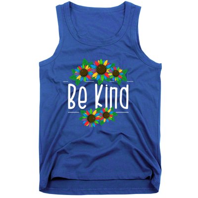 Sunflower Be Kind Autism Awareness Kindness Gift Tank Top