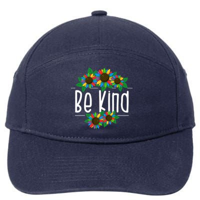 Sunflower Be Kind Autism Awareness Kindness Gift 7-Panel Snapback Hat