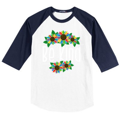 Sunflower Be Kind Autism Awareness Kindness Gift Baseball Sleeve Shirt