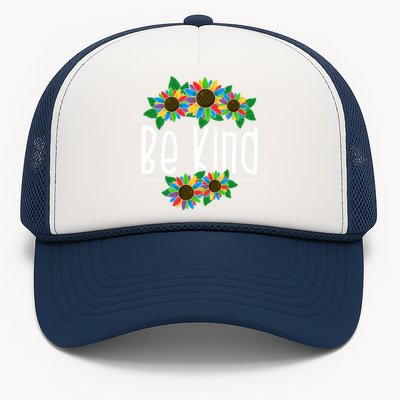 Sunflower Be Kind Autism Awareness Kindness Gift Trucker Hat