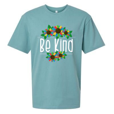 Sunflower Be Kind Autism Awareness Kindness Gift Sueded Cloud Jersey T-Shirt