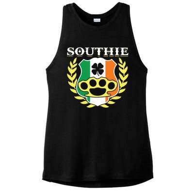 Southie Brass Knuckle Irish Flag St Patricks Day Cool Pun Gift Ladies PosiCharge Tri-Blend Wicking Tank