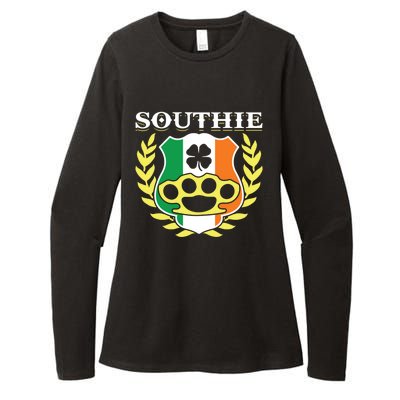 Southie Brass Knuckle Irish Flag St Patricks Day Cool Pun Gift Womens CVC Long Sleeve Shirt