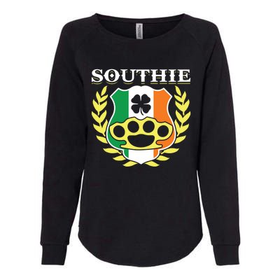 Southie Brass Knuckle Irish Flag St Patricks Day Cool Pun Gift Womens California Wash Sweatshirt