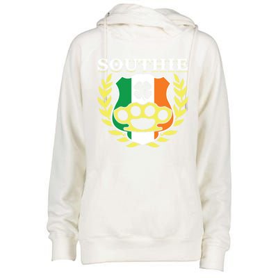 Southie Brass Knuckle Irish Flag St Patricks Day Cool Pun Gift Womens Funnel Neck Pullover Hood