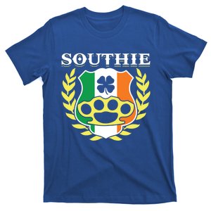 Southie Brass Knuckle Irish Flag St Patricks Day Cool Pun Gift T-Shirt