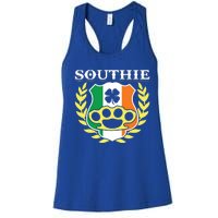 Southie Brass Knuckle Irish Flag St Patricks Day Cool Pun Gift Women's Racerback Tank